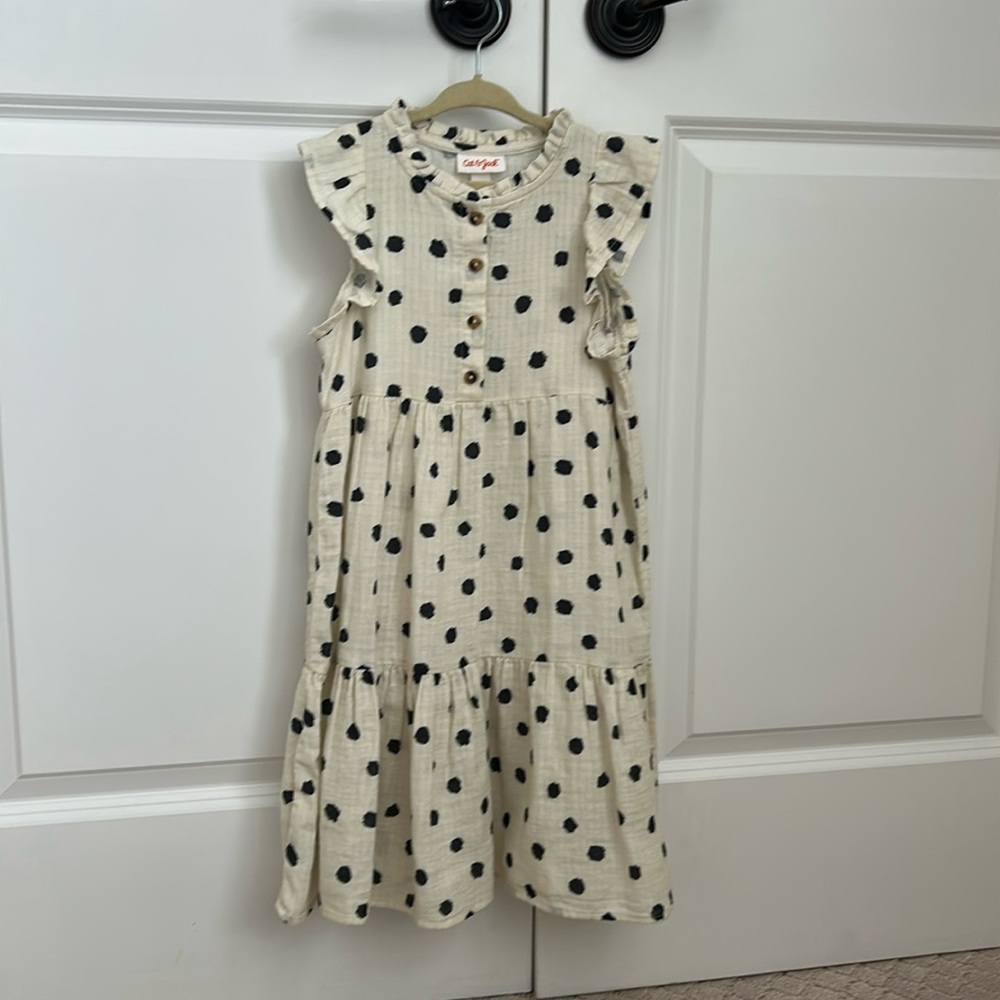 Cat & Jack cotton polkadot maxi dress with ruffle cap sleeves. Size 6/6X